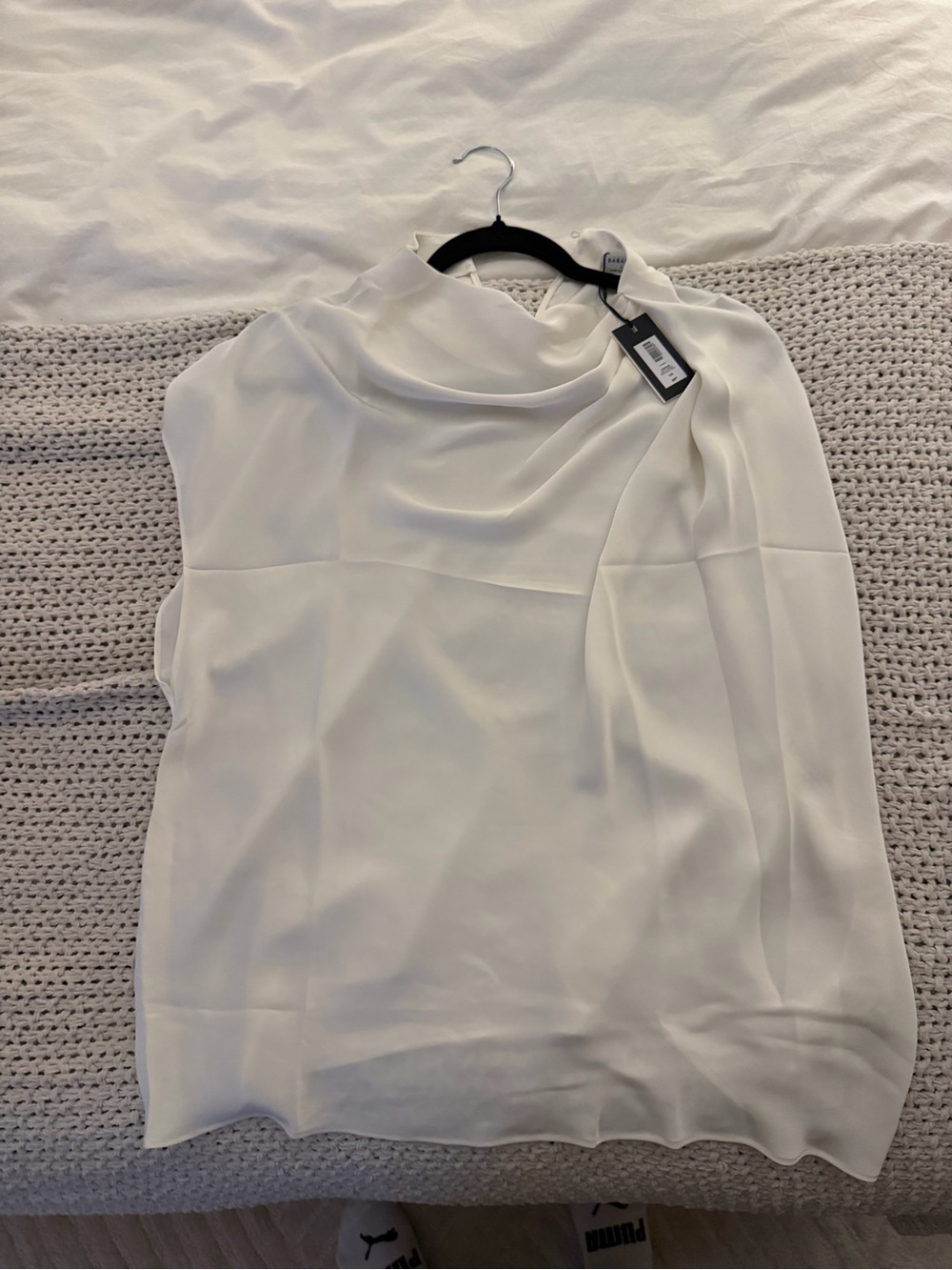 Aritzia Elegant White Draped Neck Women's Sweater